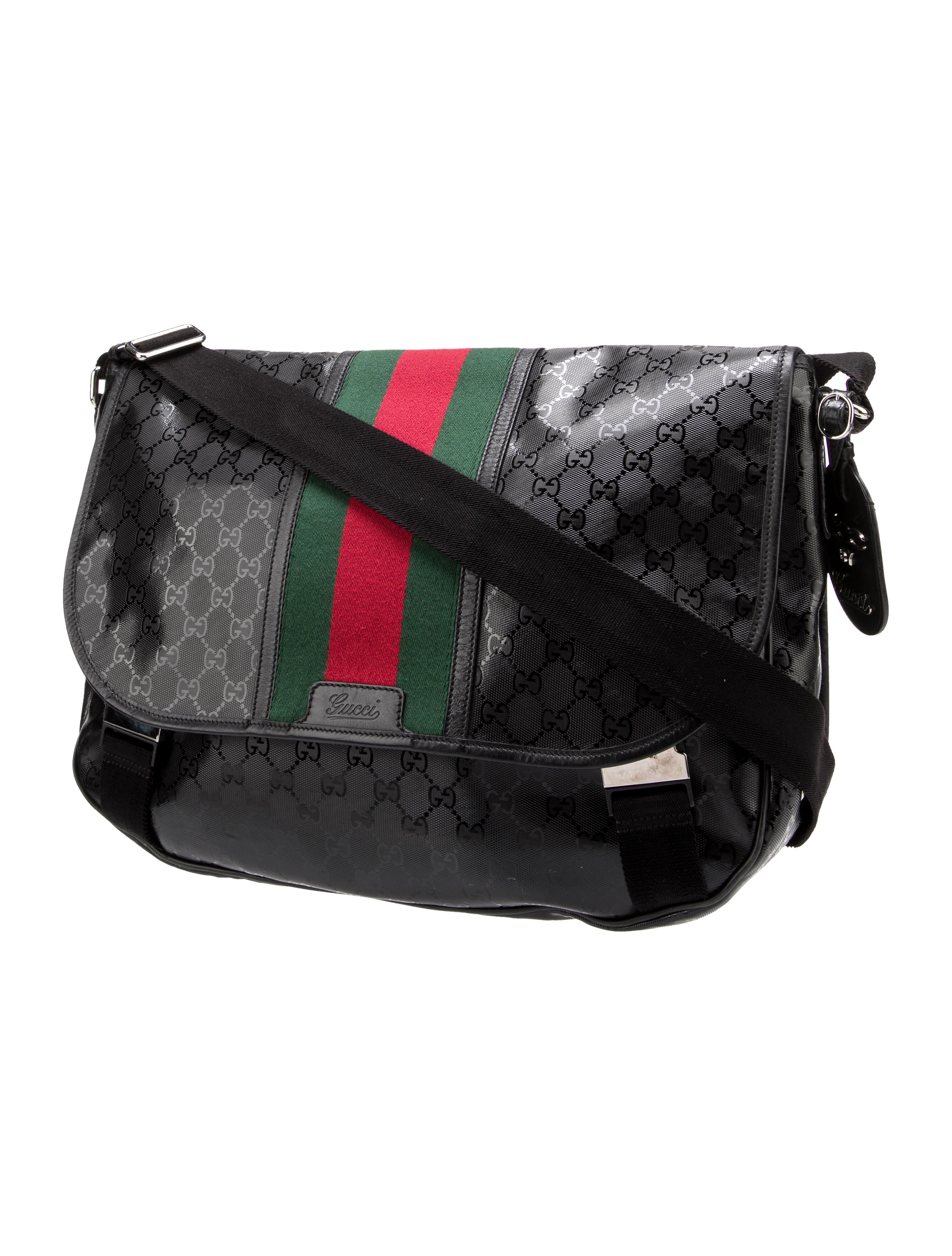 Gucci GG Imprime Messenger Bag Black Crossbody Bags, Handbags