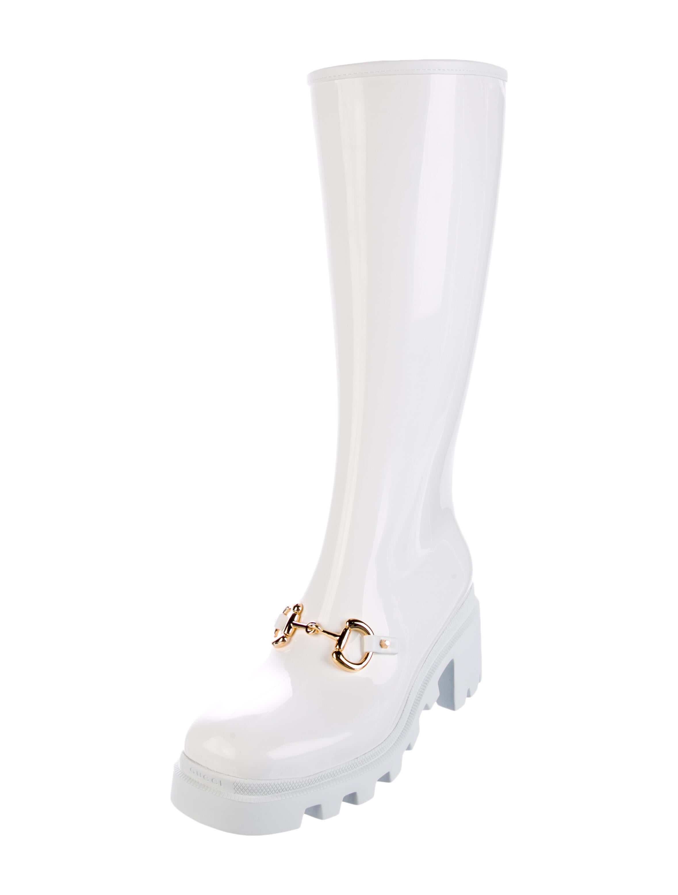 Gucci Horsebit Accent Rubber Rain Boots White Boots, Shoes GUC1347858 The RealReal
