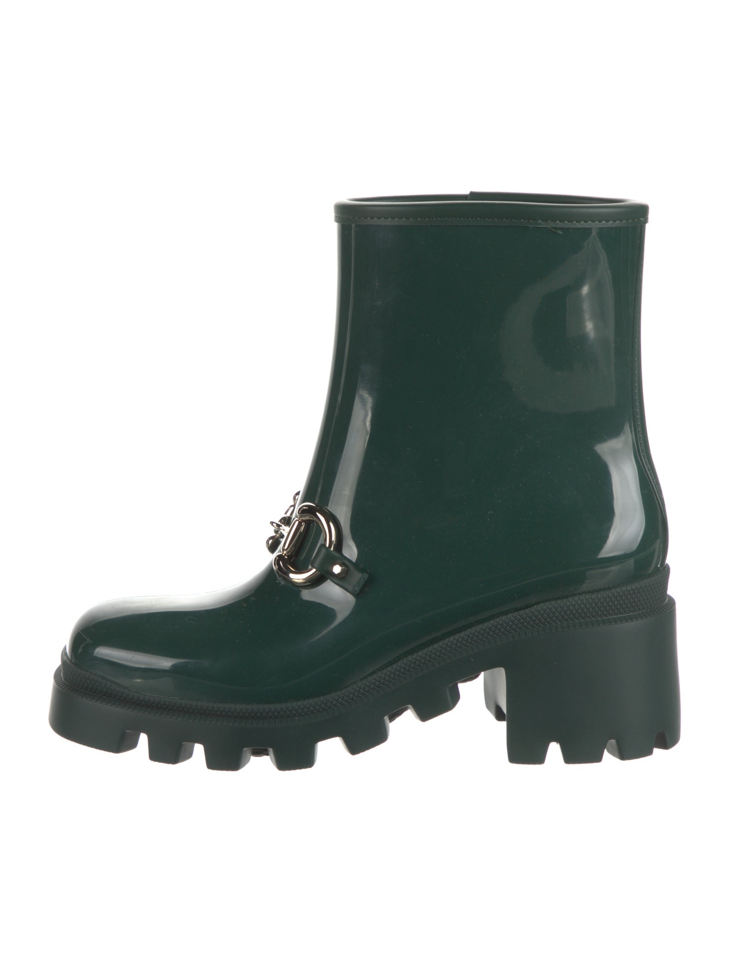 Gucci Hasler Horsebit Accent Rubber Rain Boots Green Boots, Shoes GUC1360872 The RealReal