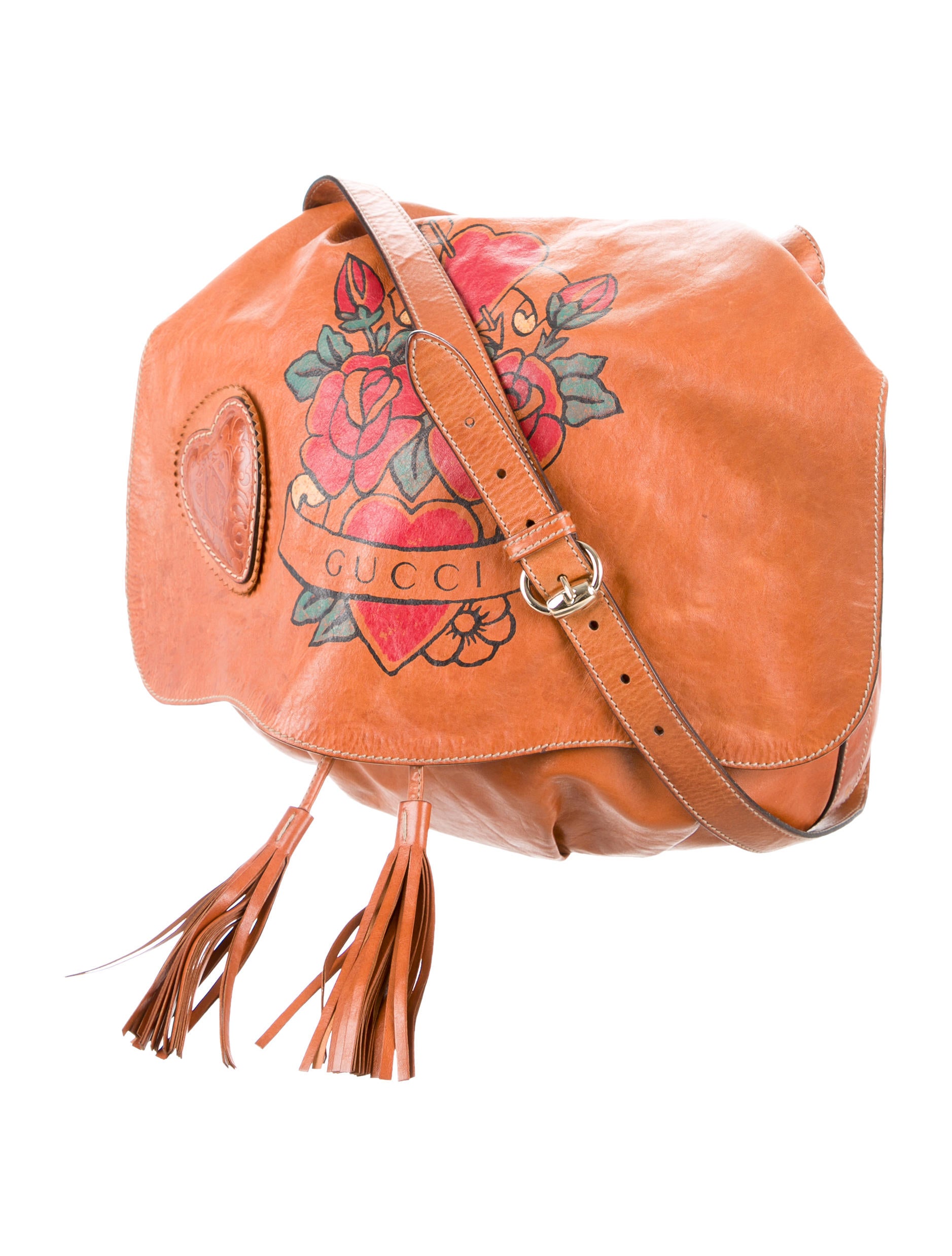 gucci messenger bag for women Gucci Tattoo Hearts Tribeca Messenger Bag - Handbags - GUC136341 | The RealReal