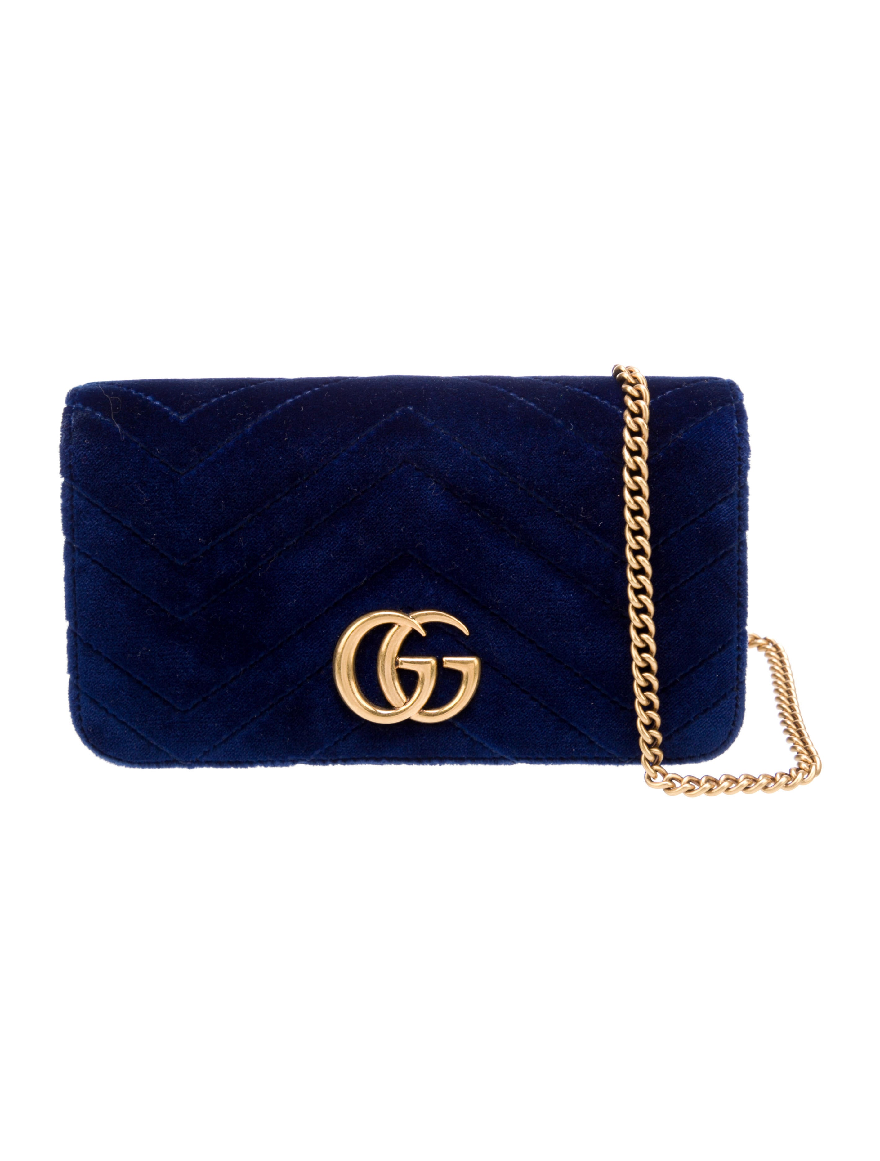 Gucci Mini GG Marmont Velvet Matelassé Crossbody Bag Blue Crossbody