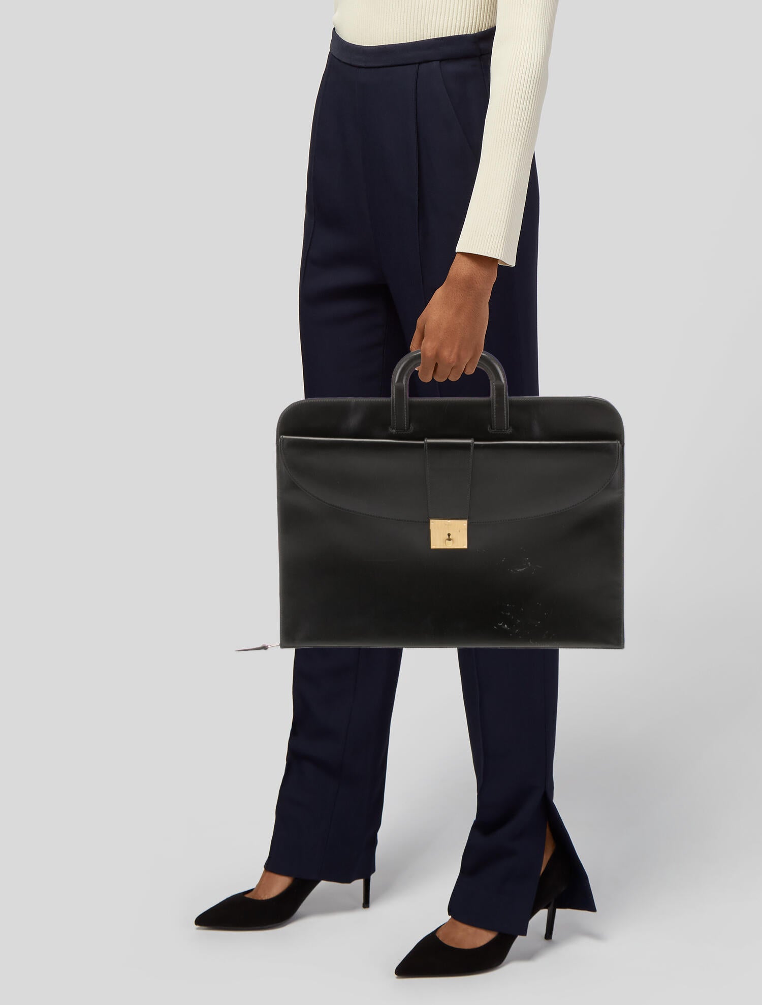 Gucci Vintage Leather Briefcase Black Briefcases, Bags GUC1382899