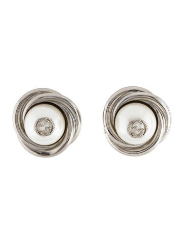 Gucci Clip-On Faux Pearl GG Earrings