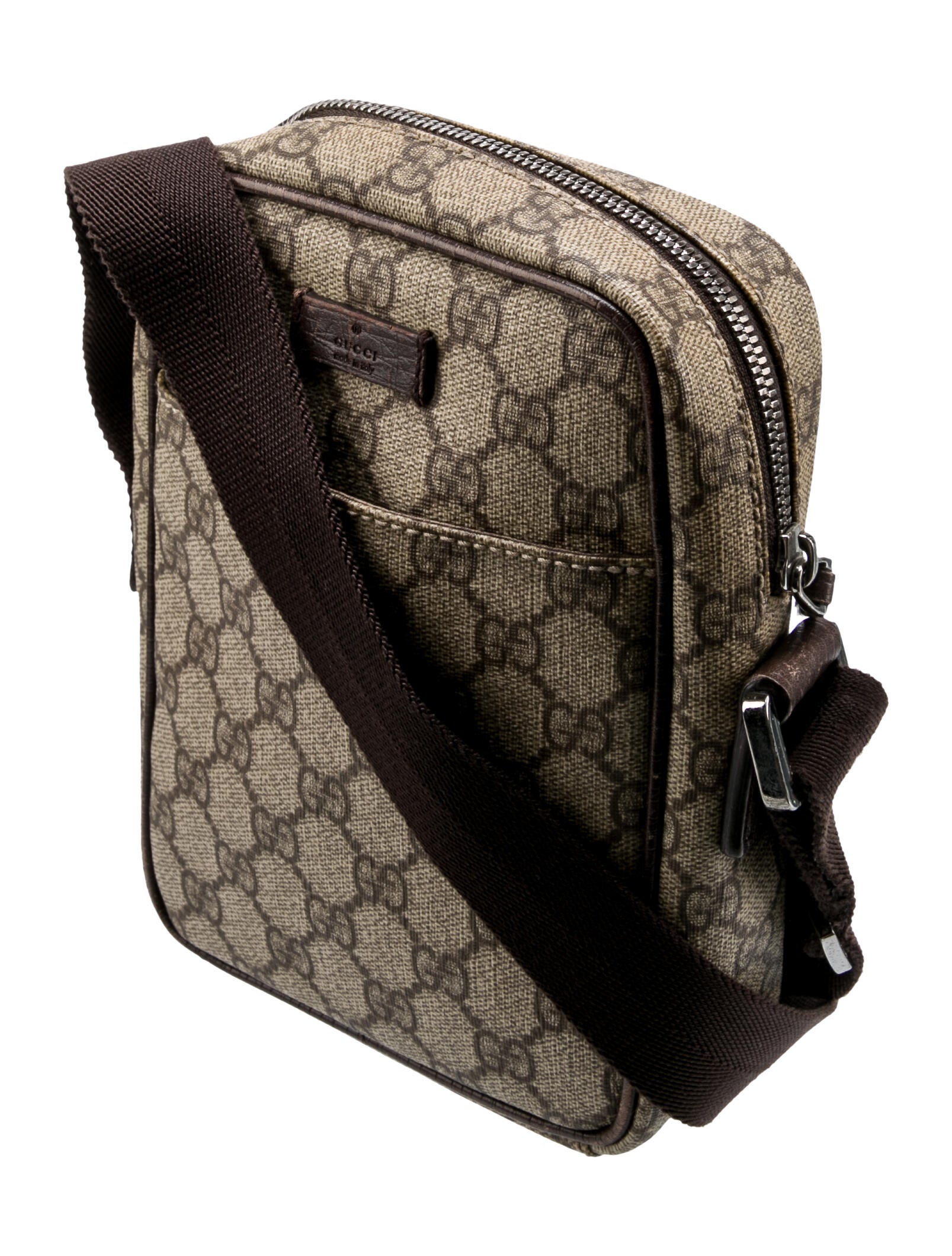 Gucci GG Supreme Messenger Bag Brown Crossbody Bags, Handbags