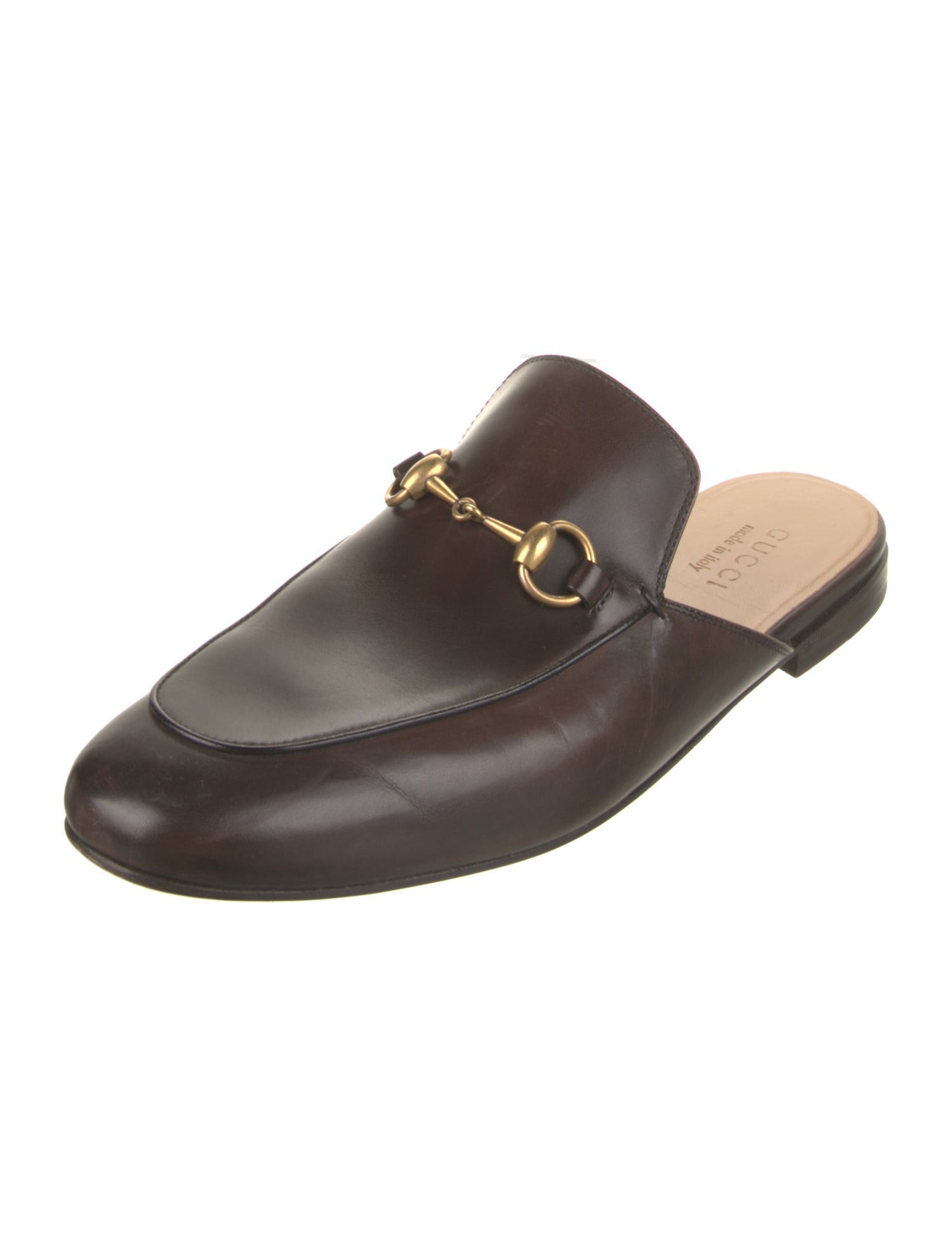Gucci Horsebit Accent Leather Slippers Brown Loafers, Shoes