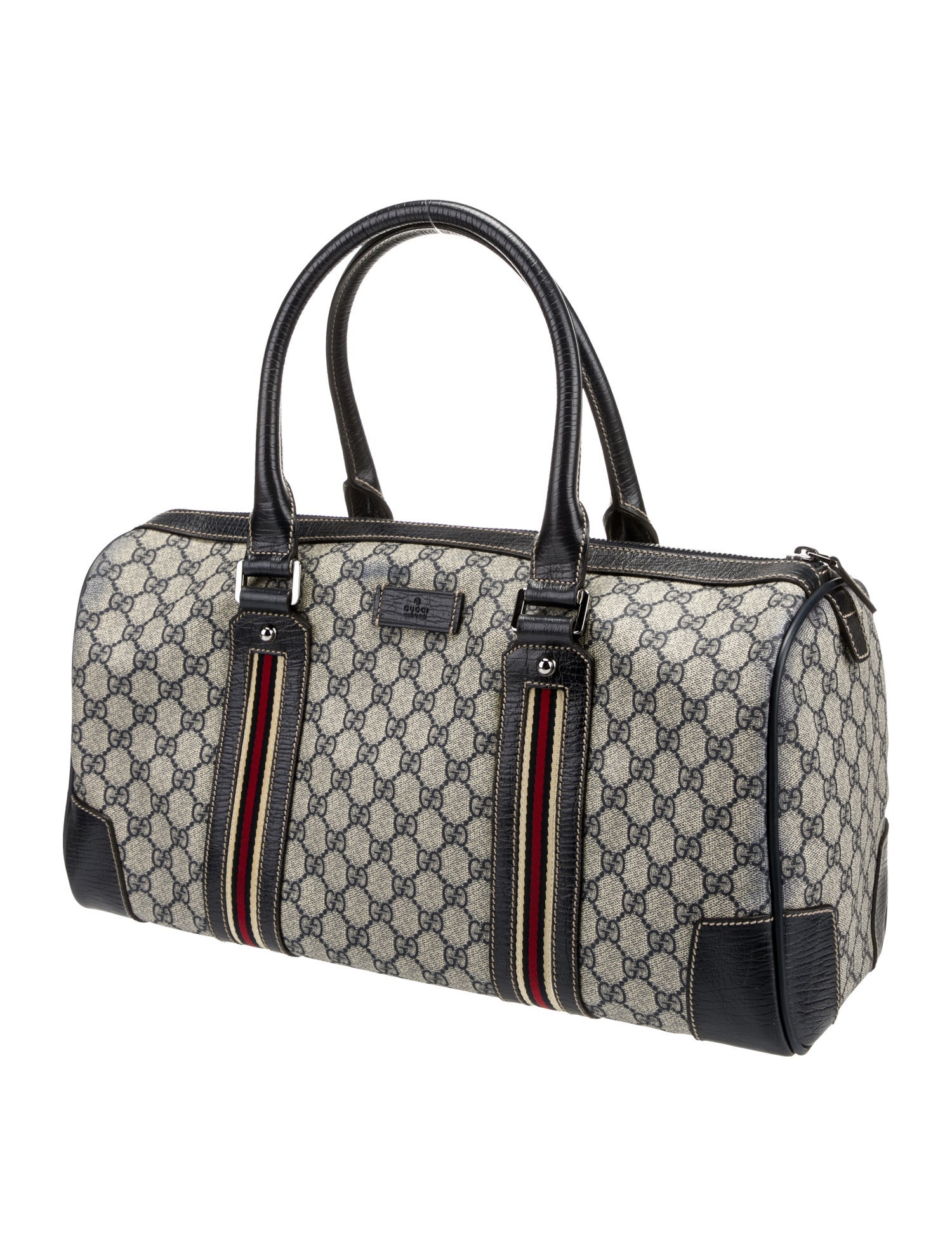 Gucci GG Supreme Boston Duffle Bag Blue Luggage and Travel, Handbags