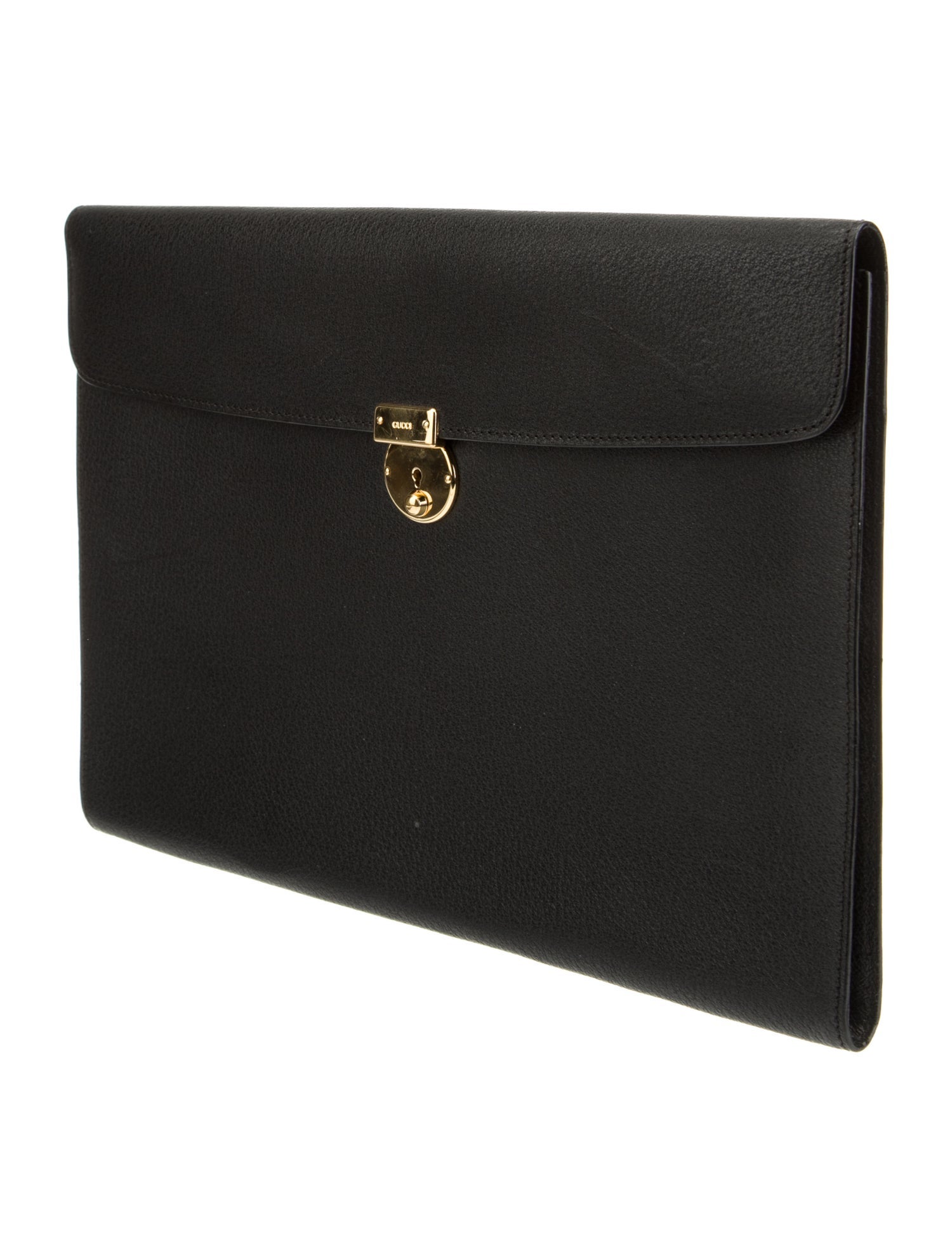 Gucci Leather Travel Portfolio Black Portfolios & Pouches, Bags