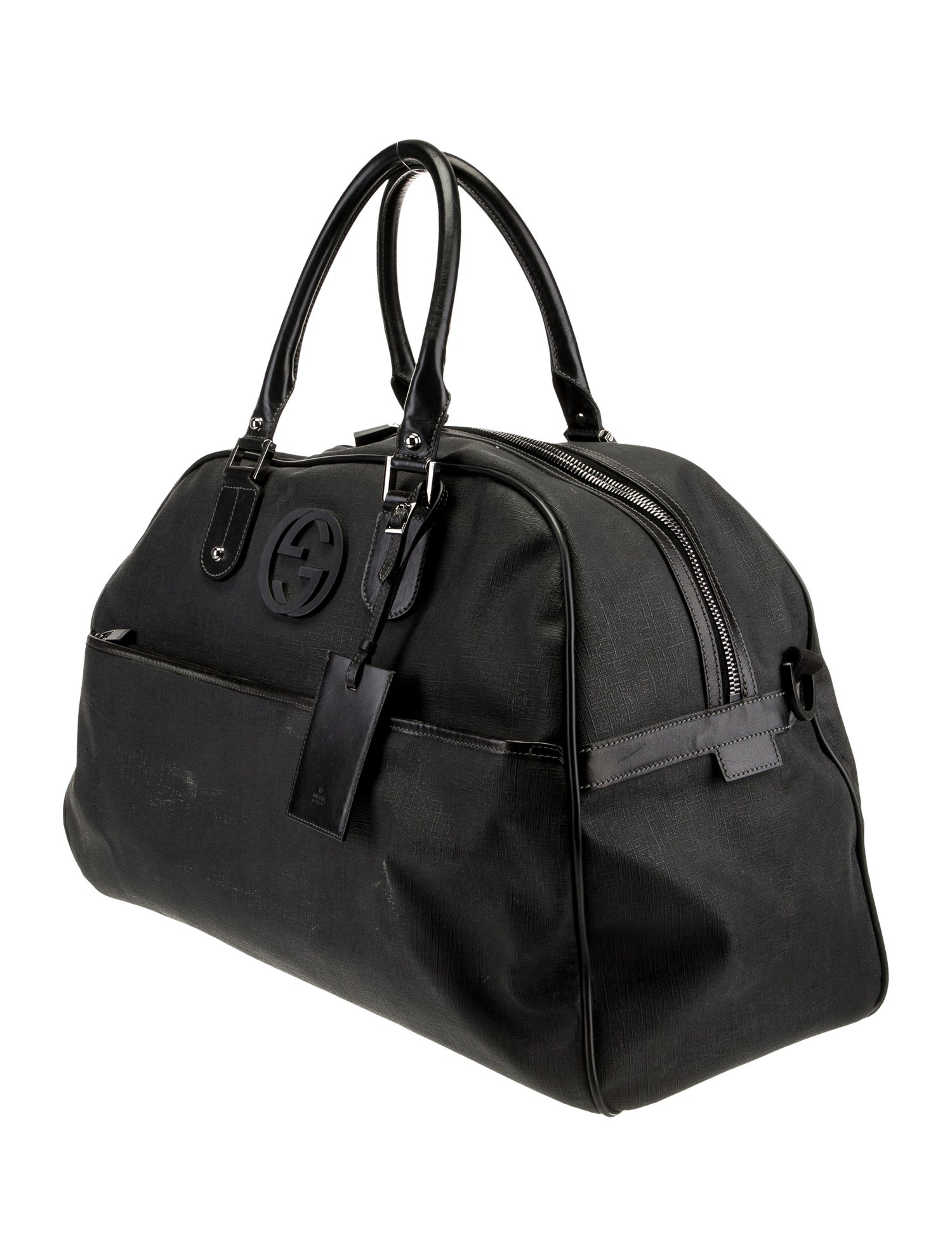 Gucci Gucci Interlocking G Saffiano Duffel Bag Black Luggage and