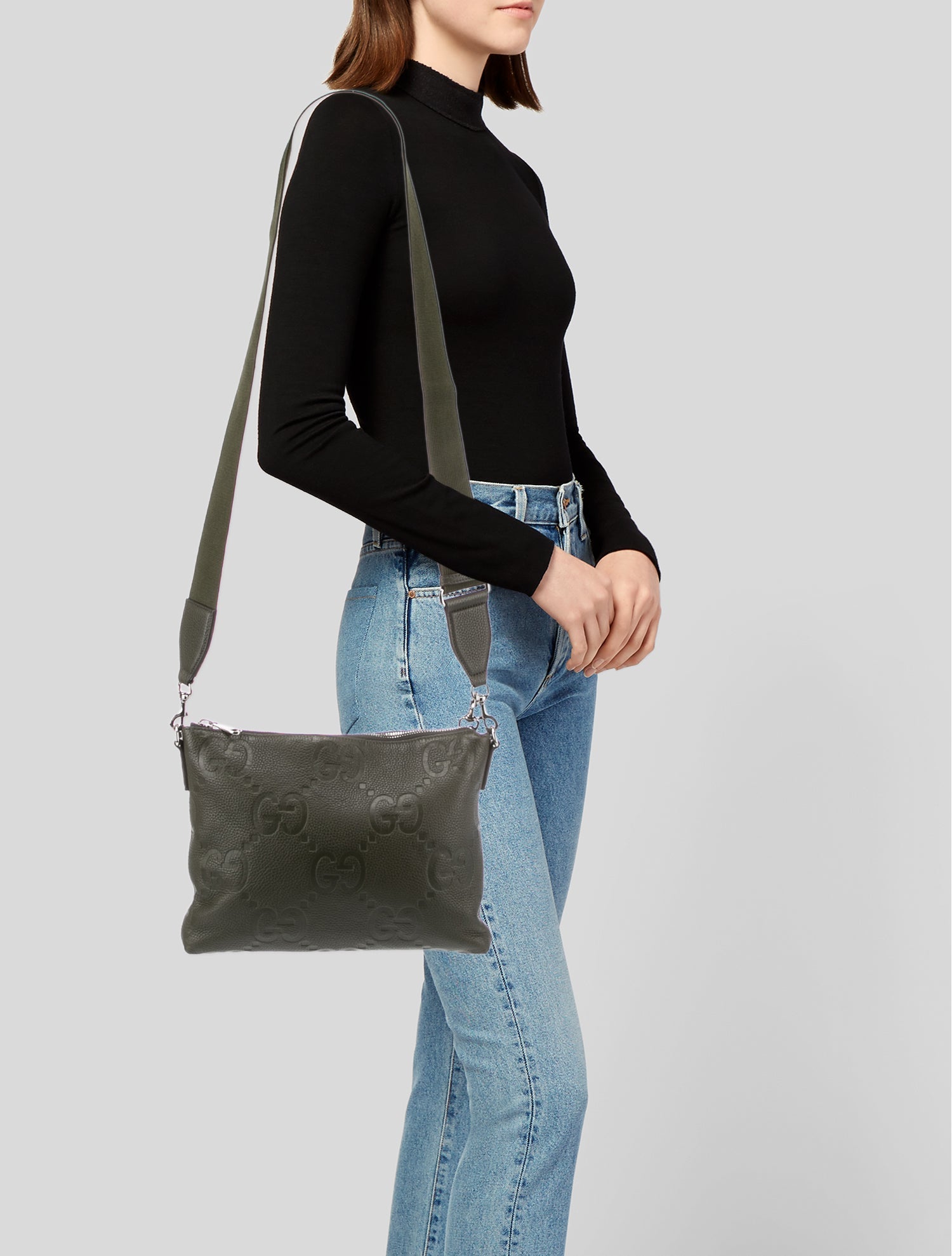 Gucci Jumbo GG Medium Messenger Bag - Green Crossbody Bags
