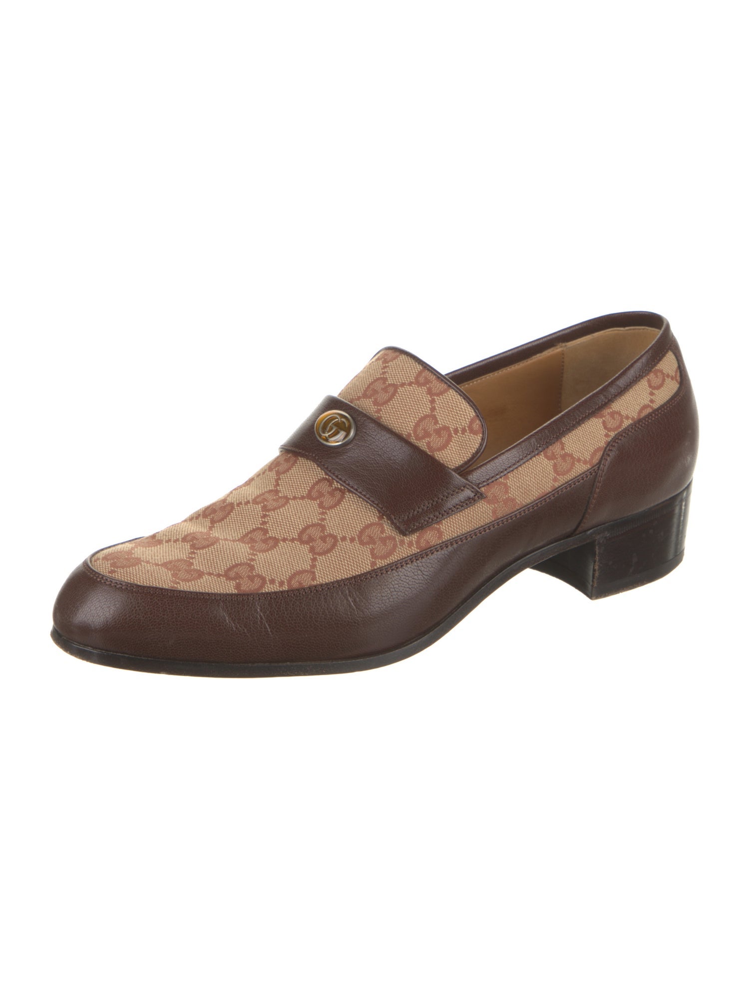 Gucci GG Canvas Canvas Dress Loafers Brown Loafers, Shoes