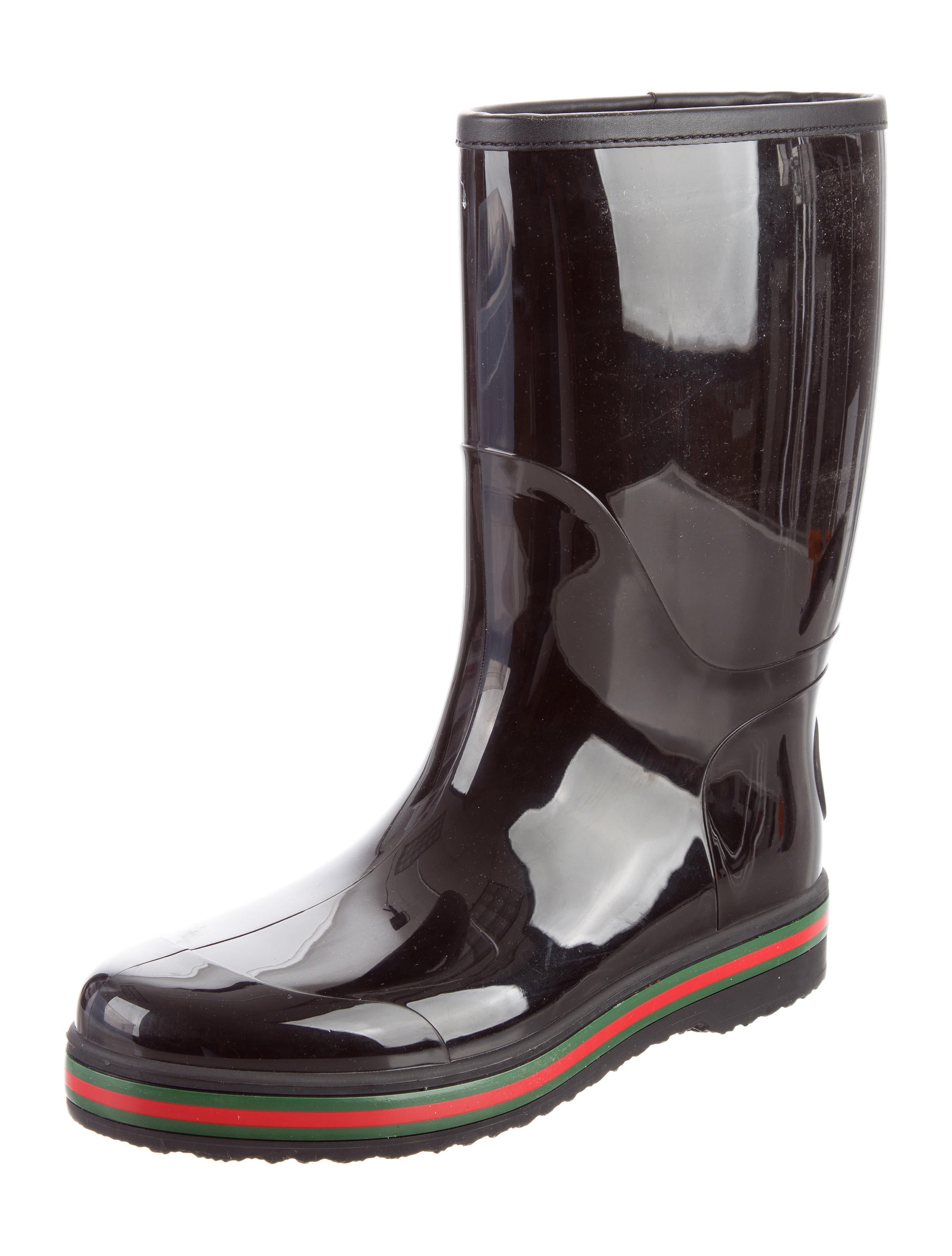 Gucci Trimmed Rain Boots Black Boots, Shoes GUC142773 The