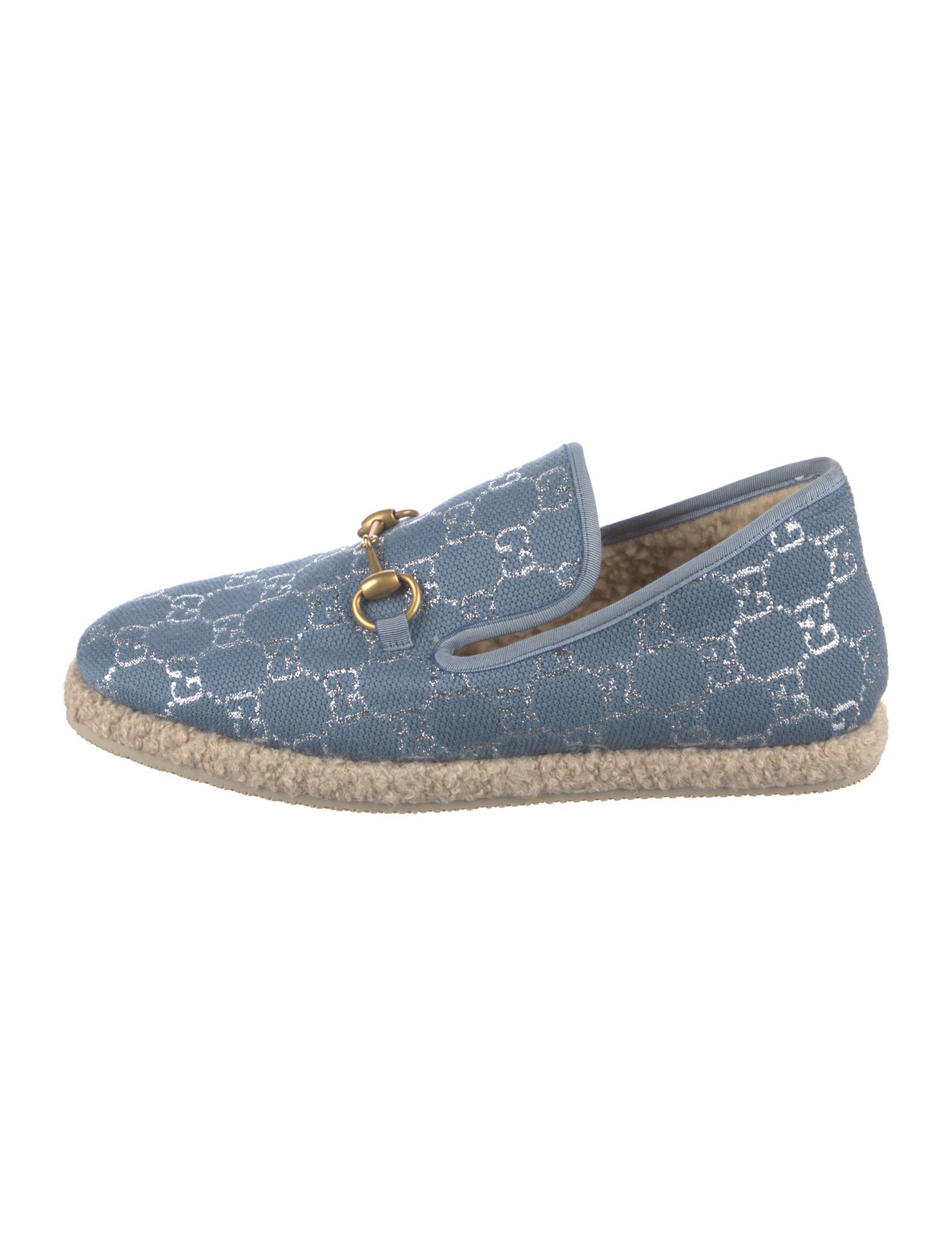 Gucci Horsebit Accent Printed Espadrilles Blue Flats, Shoes GUC1430396 The RealReal
