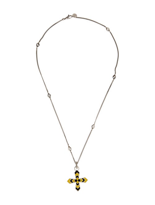 Gucci Enamel Cross Pendant Necklace