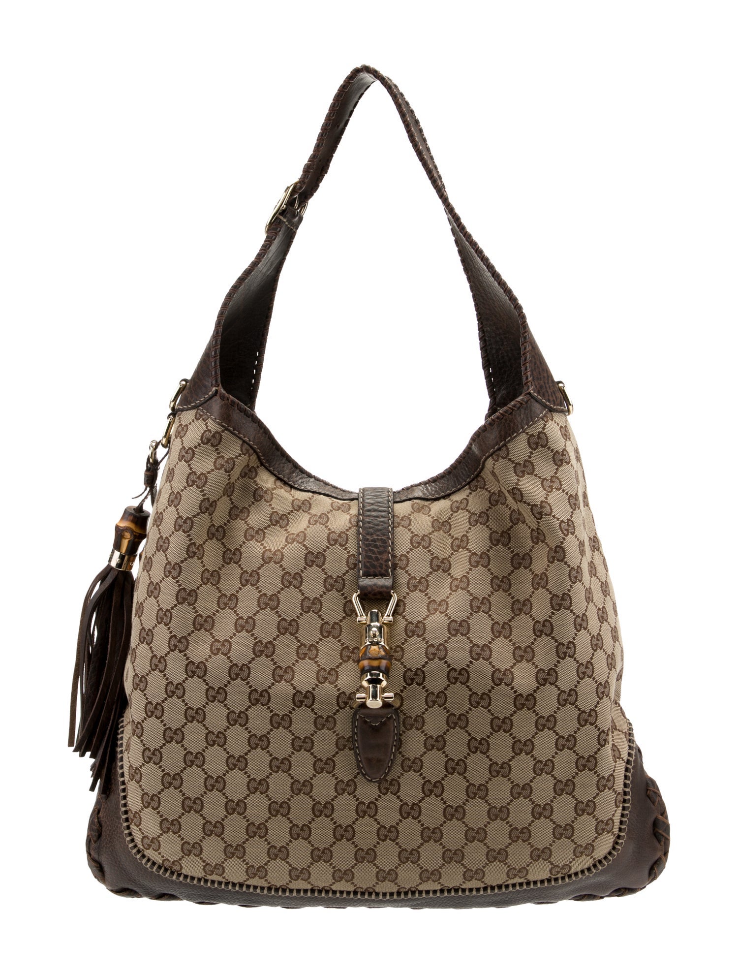Gucci GG Canvas Large New Jackie Hobo Brown Hobos, Handbags