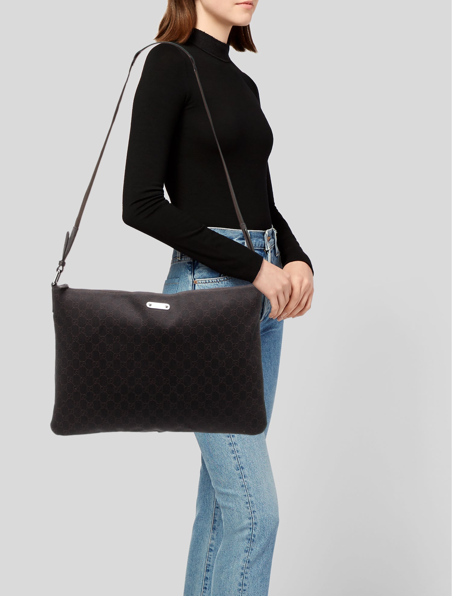 Gucci GG Denim Flat Messenger Bag