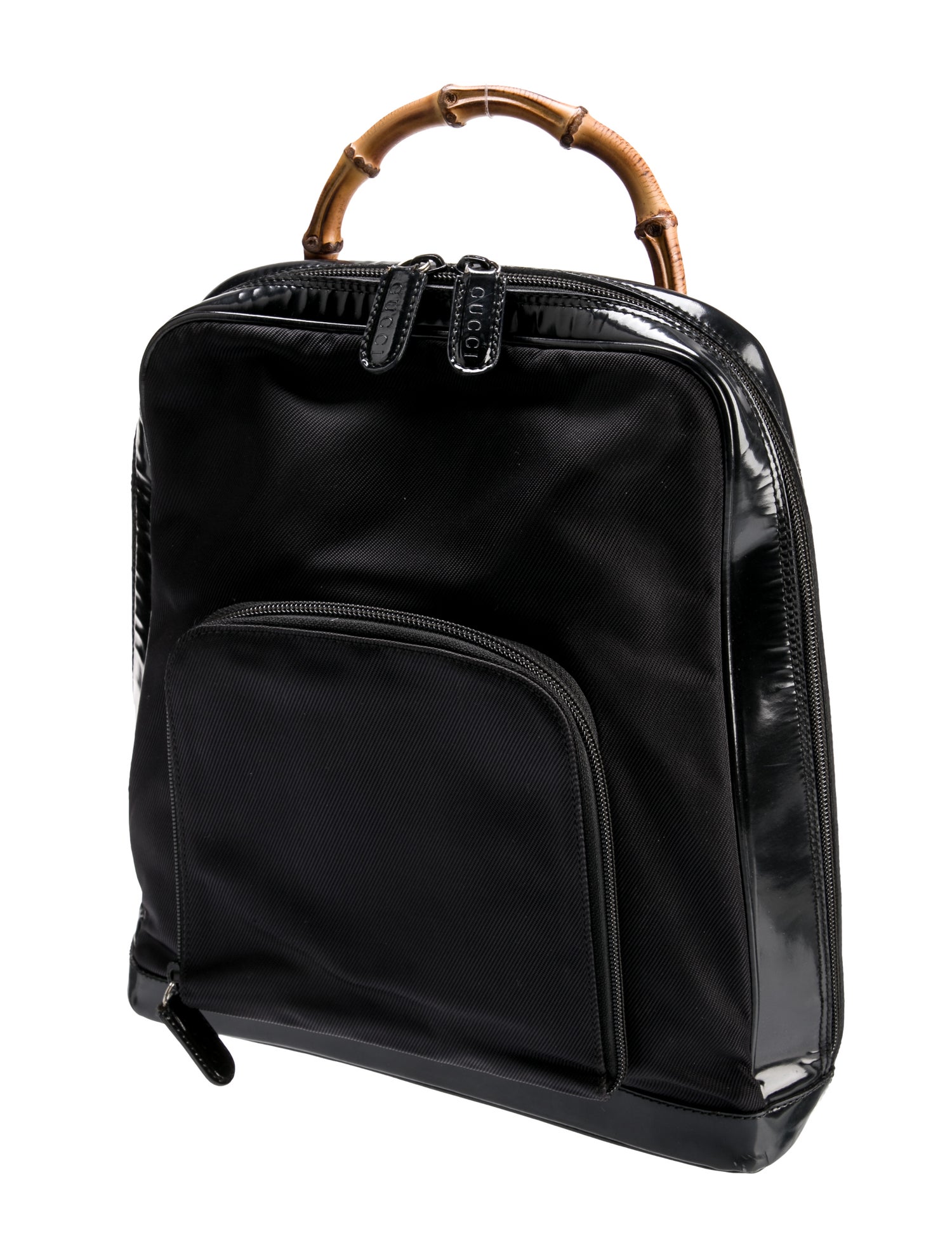 Gucci Bamboo Handle Nylon Sling Backpack Black Backpacks, Handbags