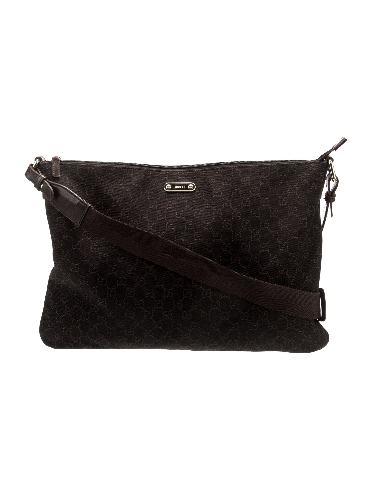 Gucci GG Denim Messenger Bag Brown Crossbody Bags, Handbags
