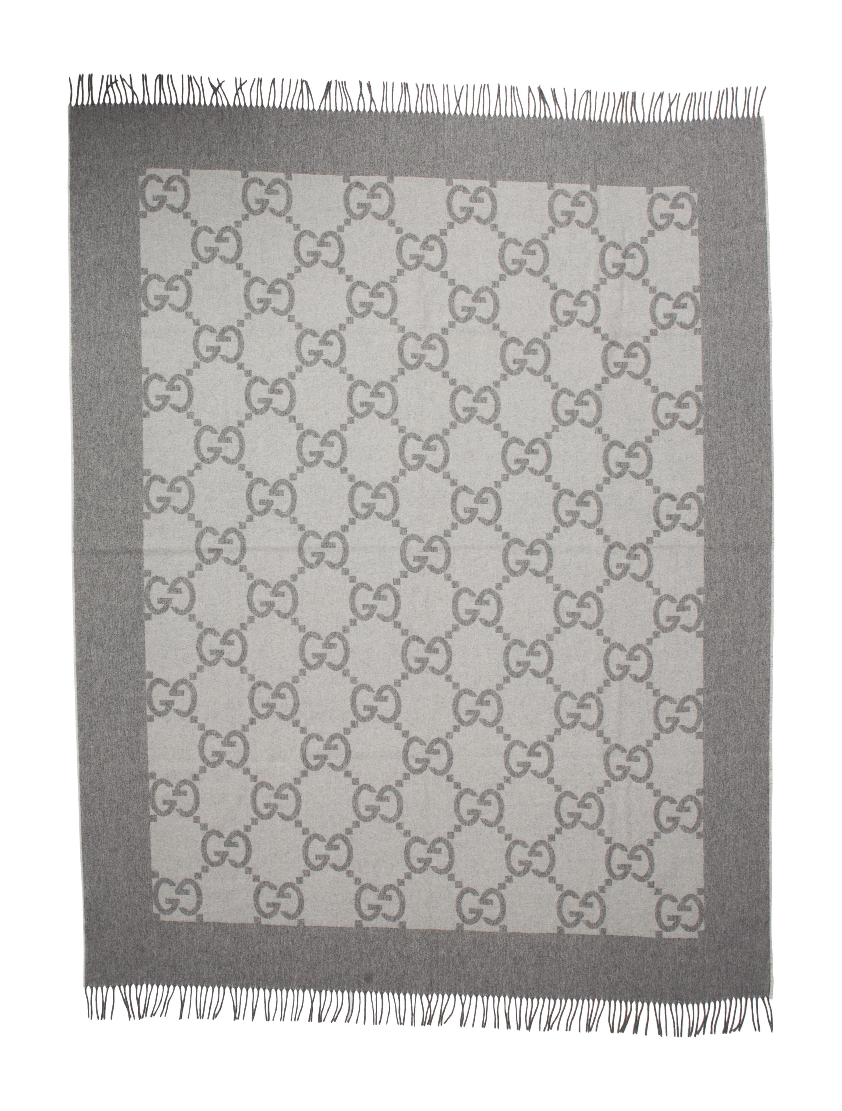 Gucci Guccissima Wool Throw Grey Throws, Pillows & Throws GUC145269