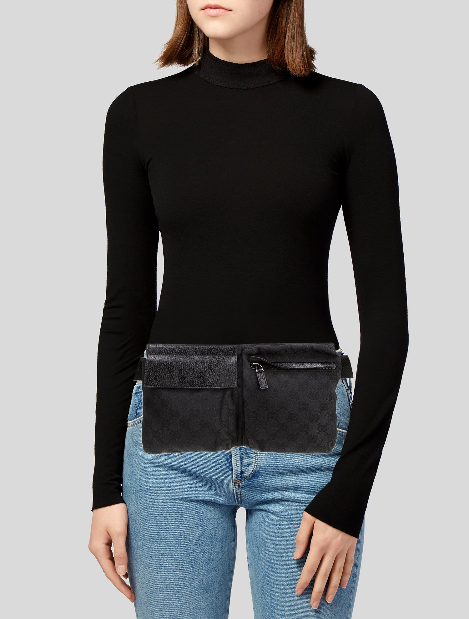 Gucci GG Canvas Double Pocket Belt Bag