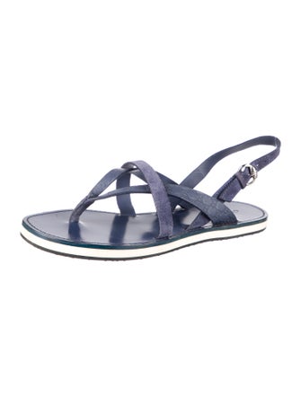 Gucci GG Logo Leather Slingback Sandals