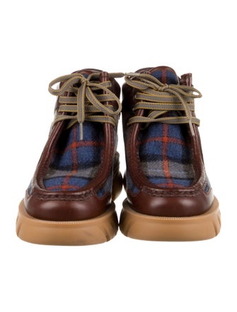 Gucci Wool Plaid Print Hiking Boots