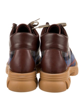 Gucci Wool Plaid Print Hiking Boots