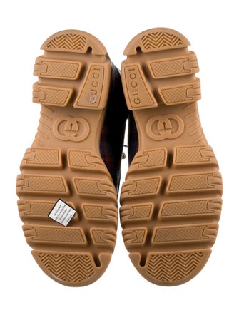 Gucci Wool Plaid Print Hiking Boots