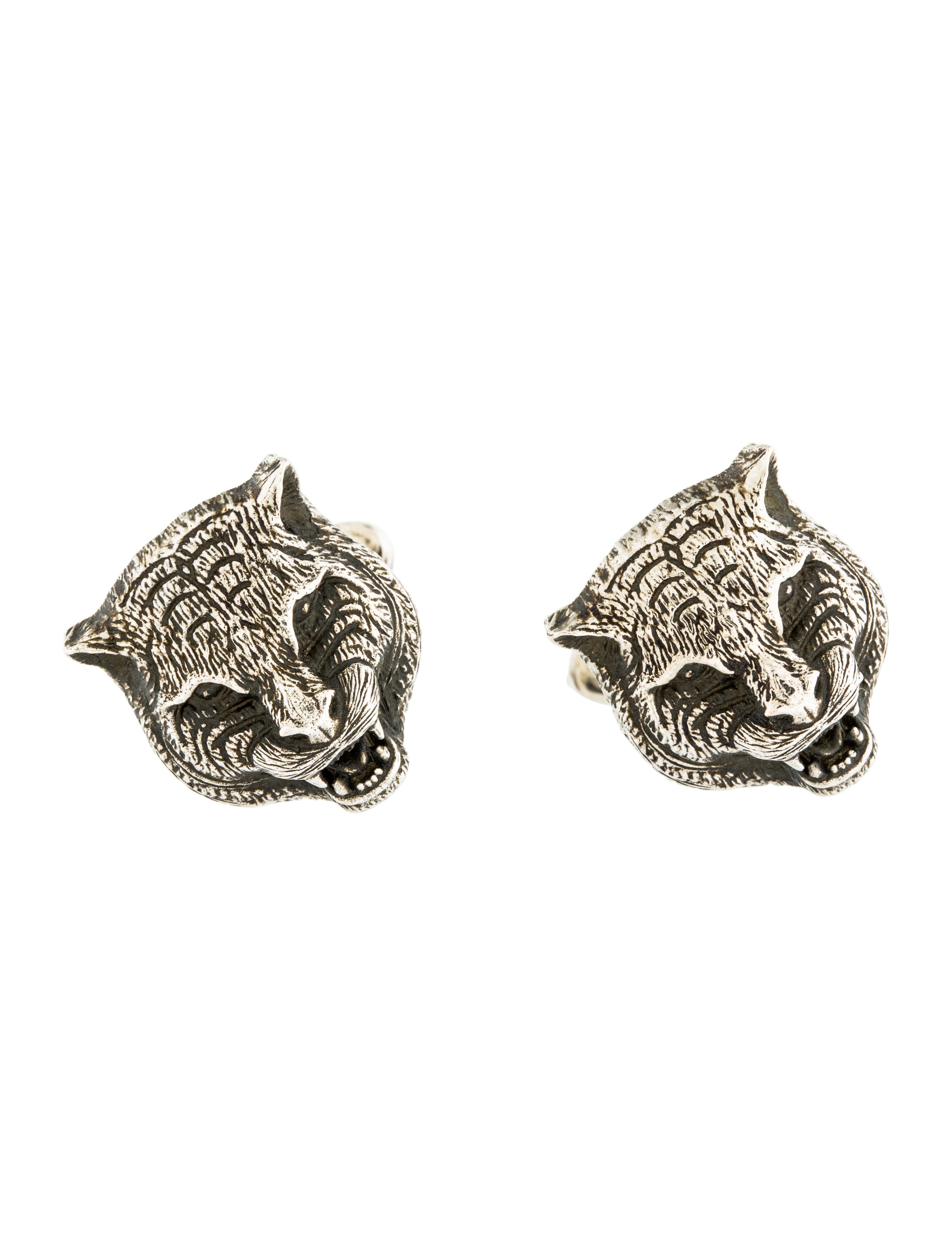 累積売上総額第１位【GUCCI★グッチ】FELINE HEAD CUFFLINKS Gucci Feline Head Cufflinks - Sterling Silver - GUC146093