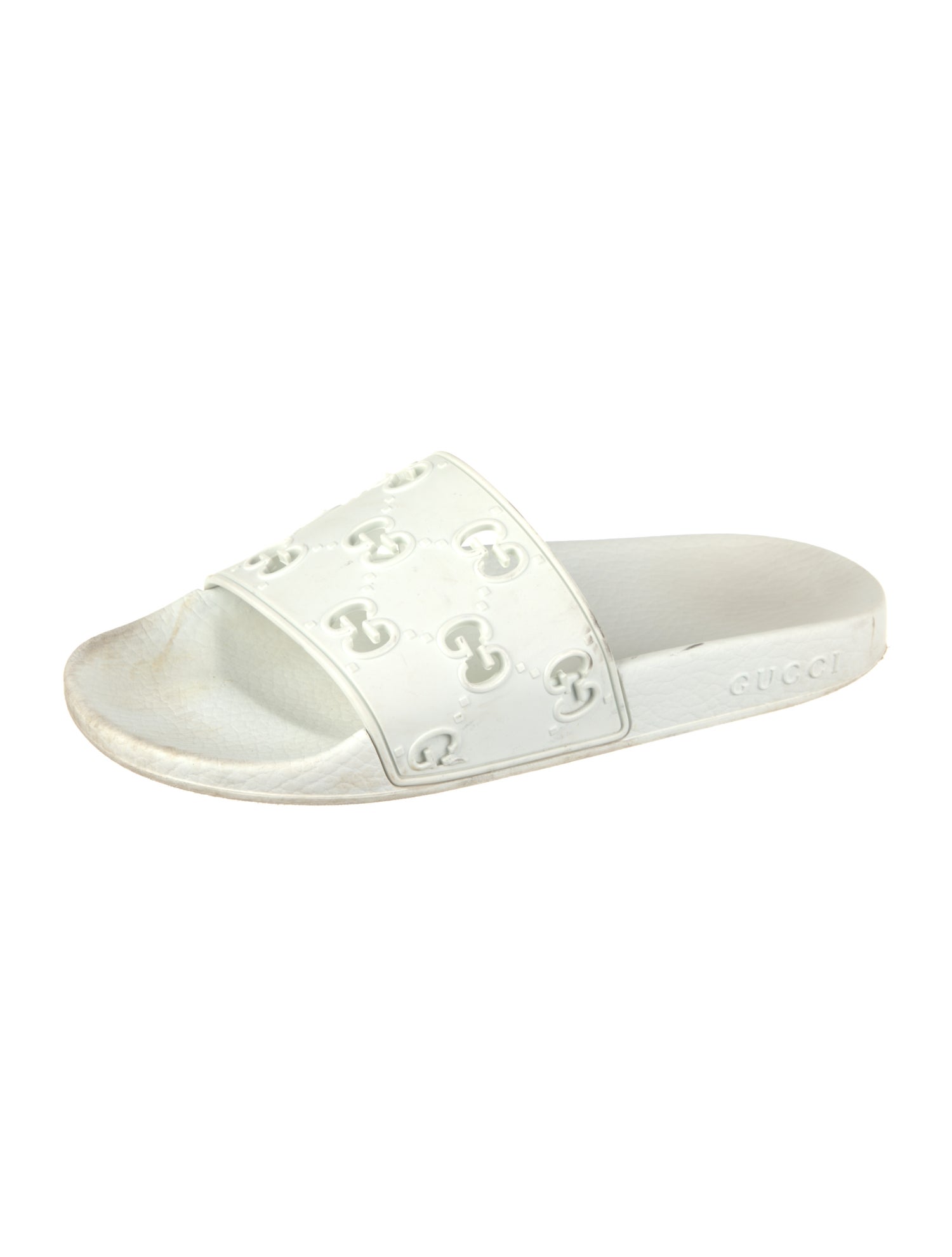 Gucci Rubber Cutout Accent Slides White Sandals, Shoes GUC1470691