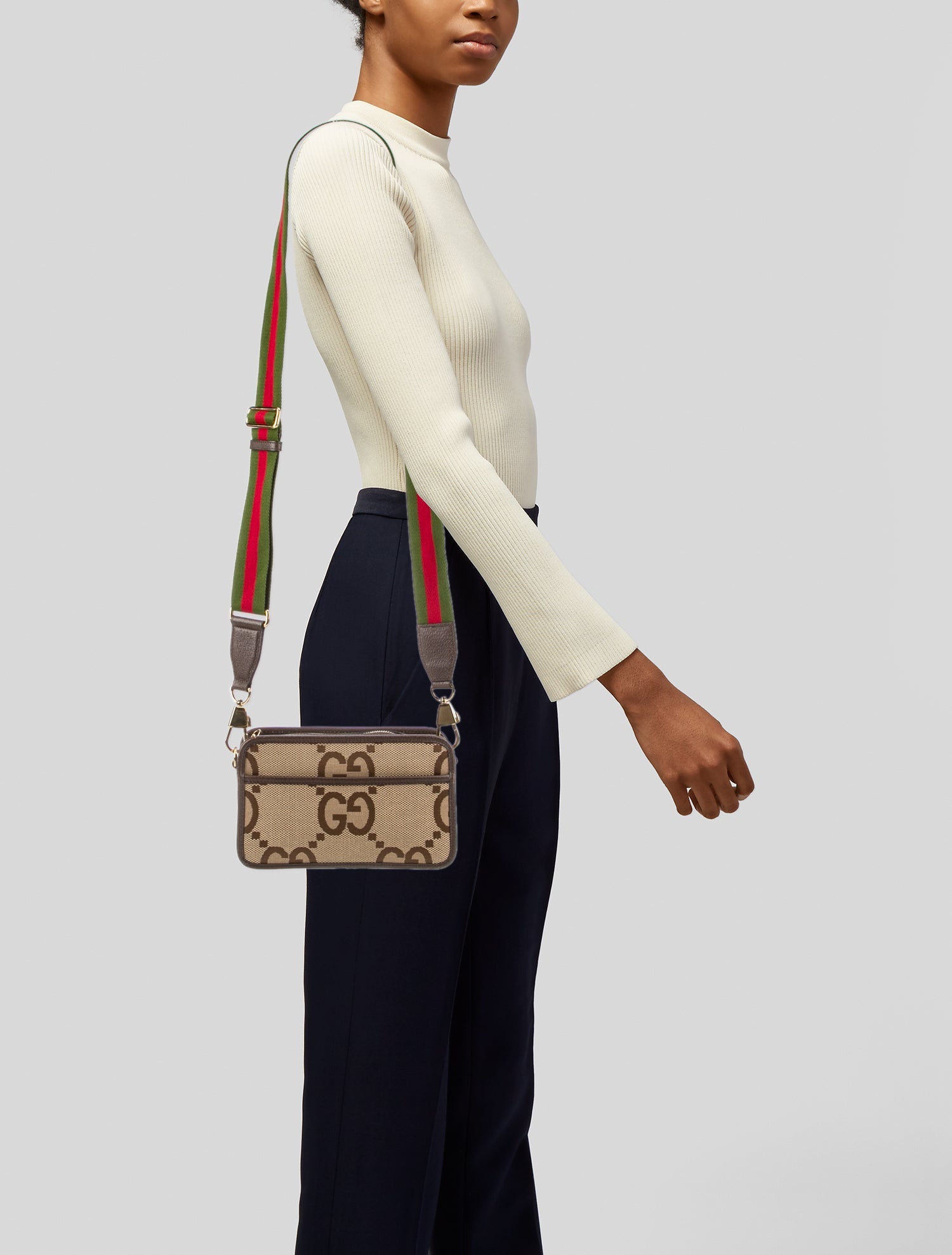 Gucci Jumbo GG Messenger Bag Brown Crossbody Bags, Handbags