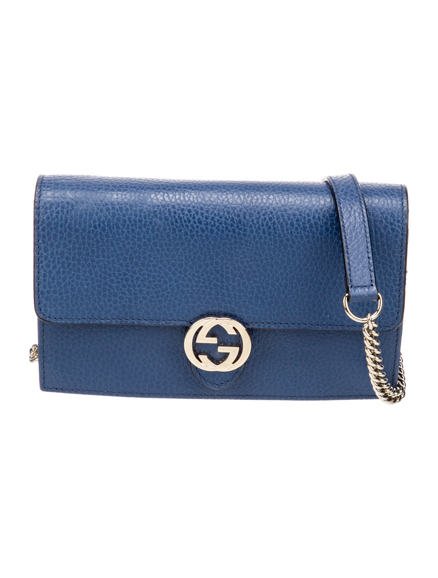 Gucci Leather Small Interlocking Wallet On A Chain Neutrals Crossbody