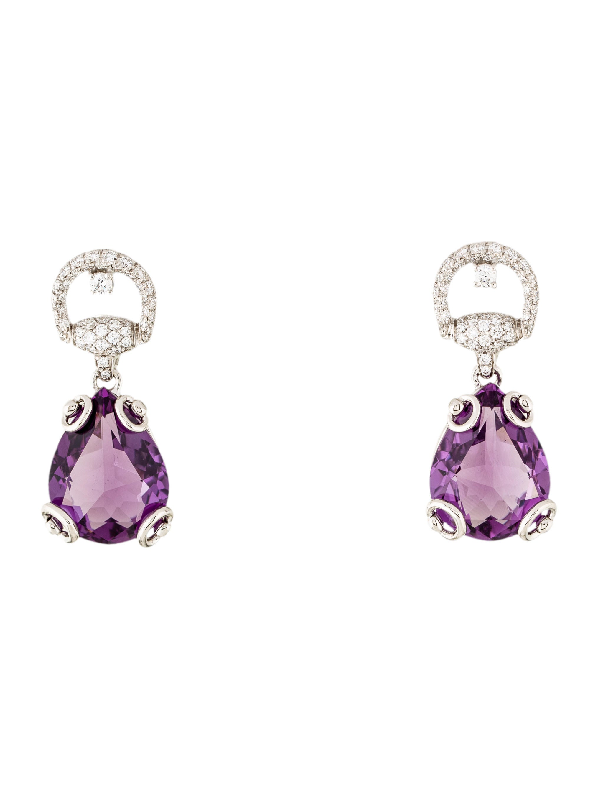 Gucci 18K Diamond & Amethyst Drop Earrings