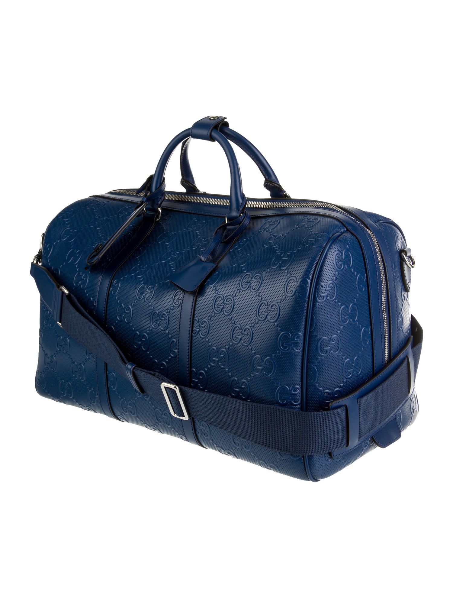 Gucci GG Embossed Duffle Bag - Blue Weekenders, Bags