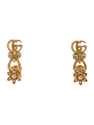 Gucci Earclip 18K Diamond Flora Earrings