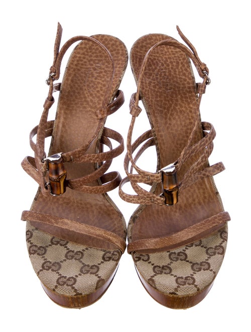 Gucci GG Canvas Leather Slingback Sandals