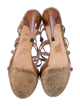 Gucci GG Canvas Leather Slingback Sandals