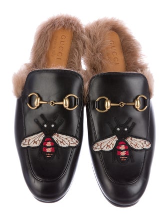 Gucci 2017 Fur-Trimmed Princetown Slippers