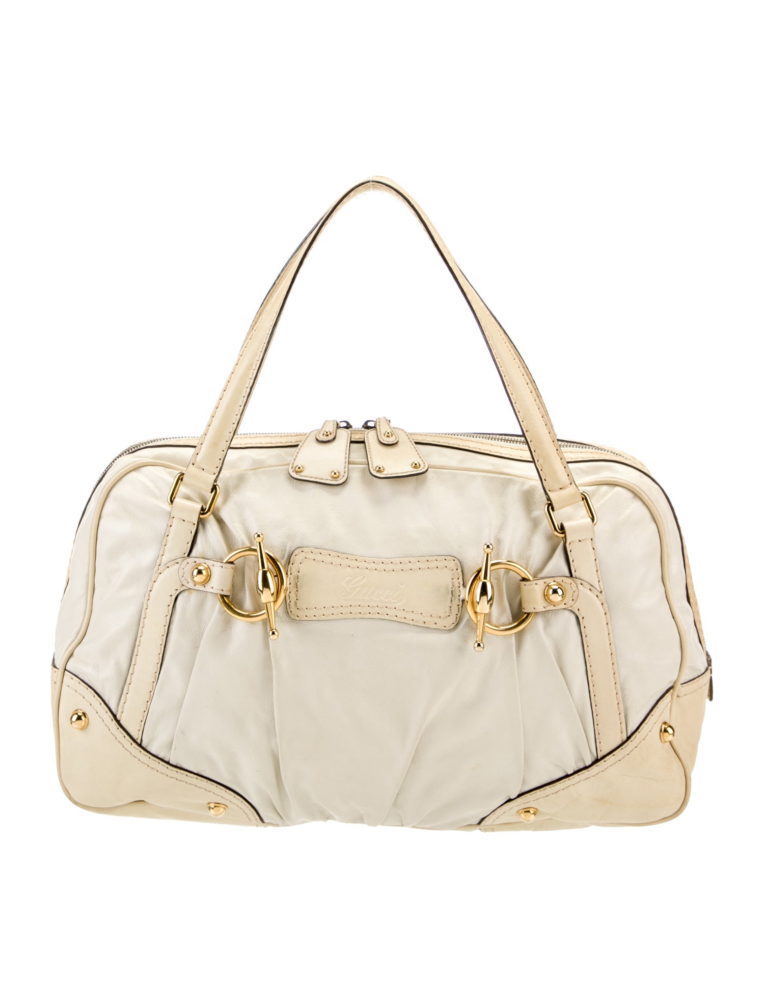 Gucci Leather Jockey Boston Neutrals Shoulder Bags, Handbags