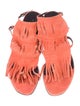 Gucci Suede Fringe Trim Accent Gladiator Sandals