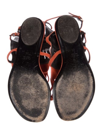 Gucci Suede Fringe Trim Accent Gladiator Sandals