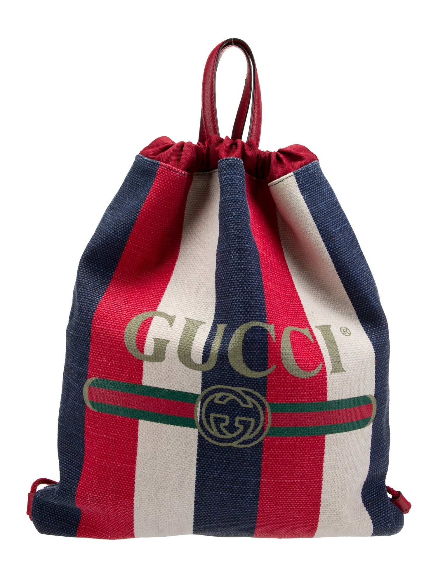 Gucci Logo Drawstring Canvas Backpack