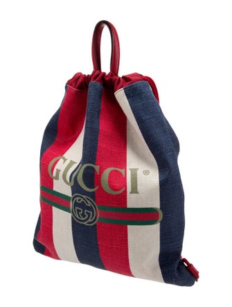 Gucci Logo Drawstring Canvas Backpack