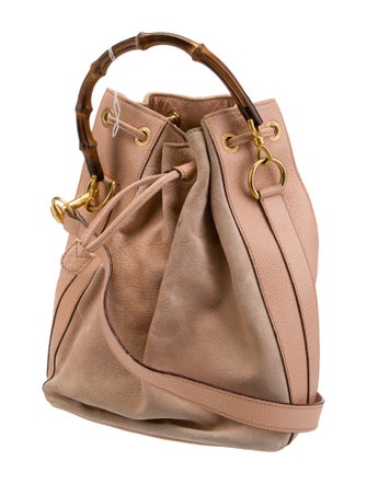 Gucci Suede Bamboo Bucket Bag