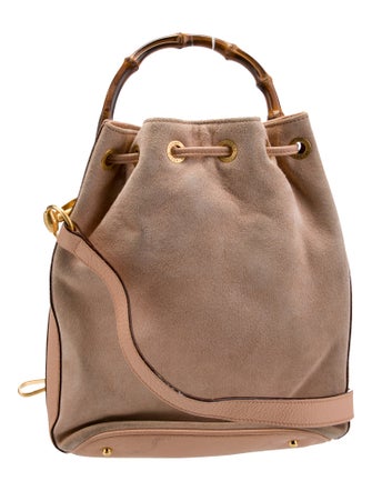 Gucci Suede Bamboo Bucket Bag