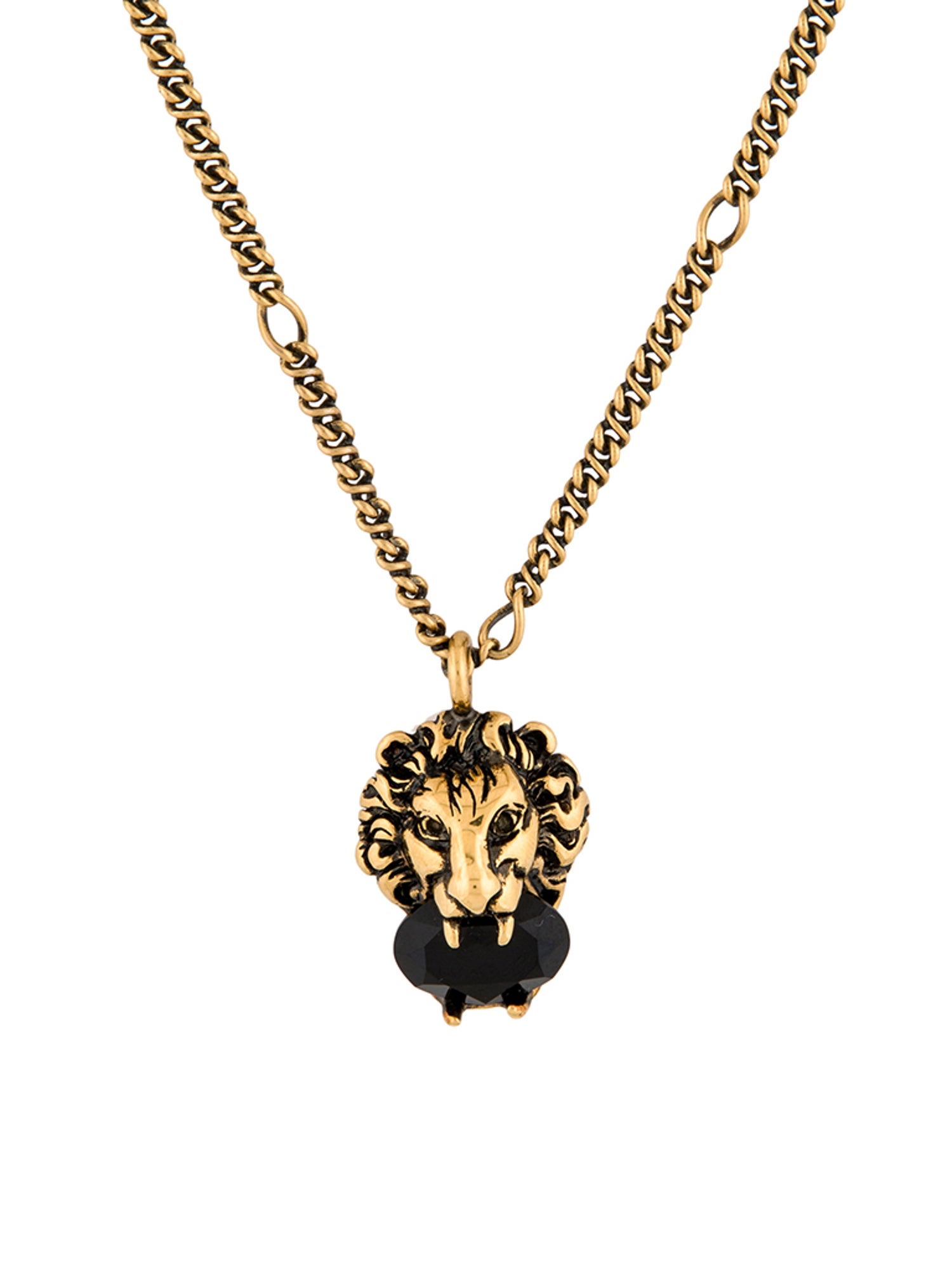 Gucci Lion Head Crystal Pendant Necklace