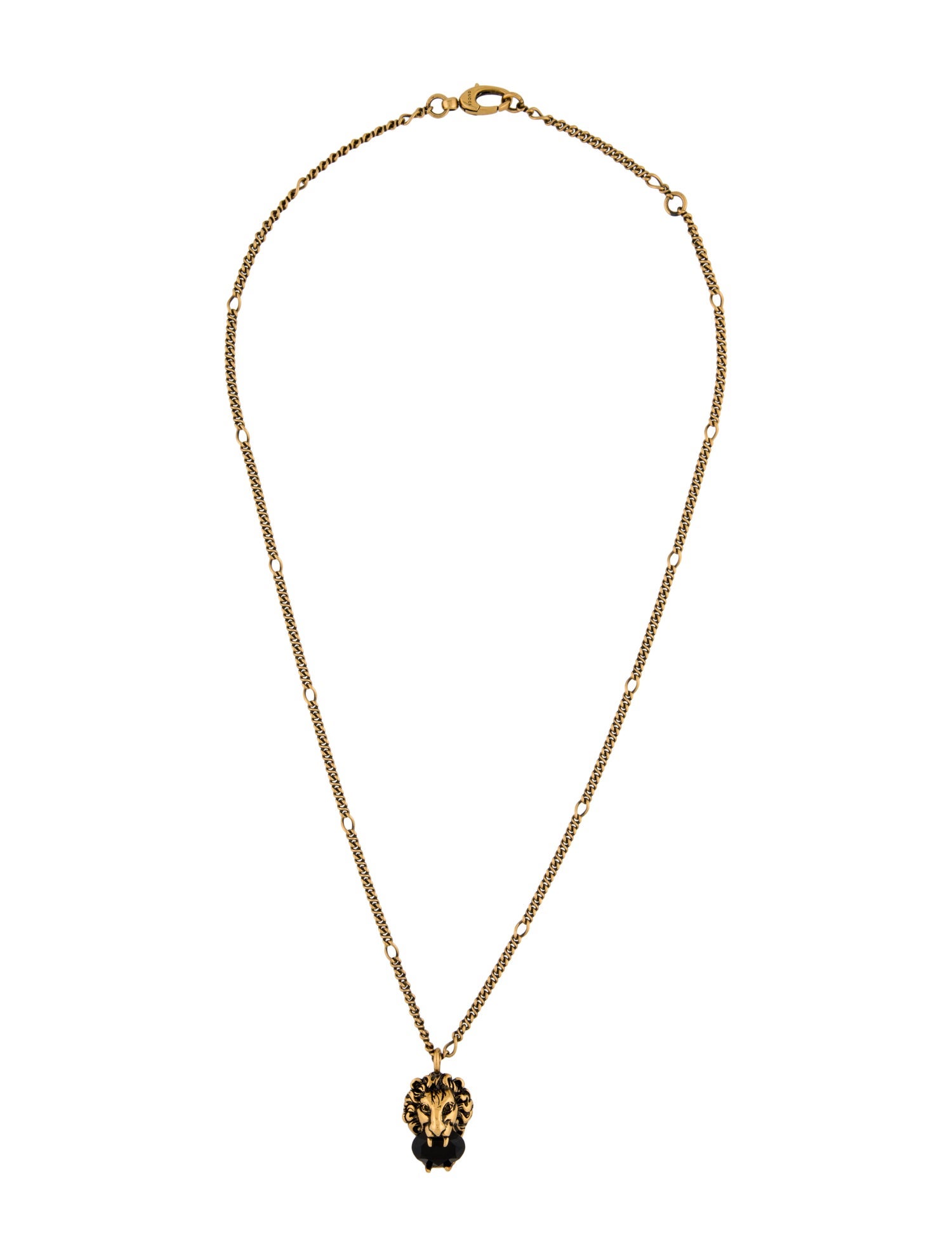 Gucci Lion Head Crystal Pendant Necklace