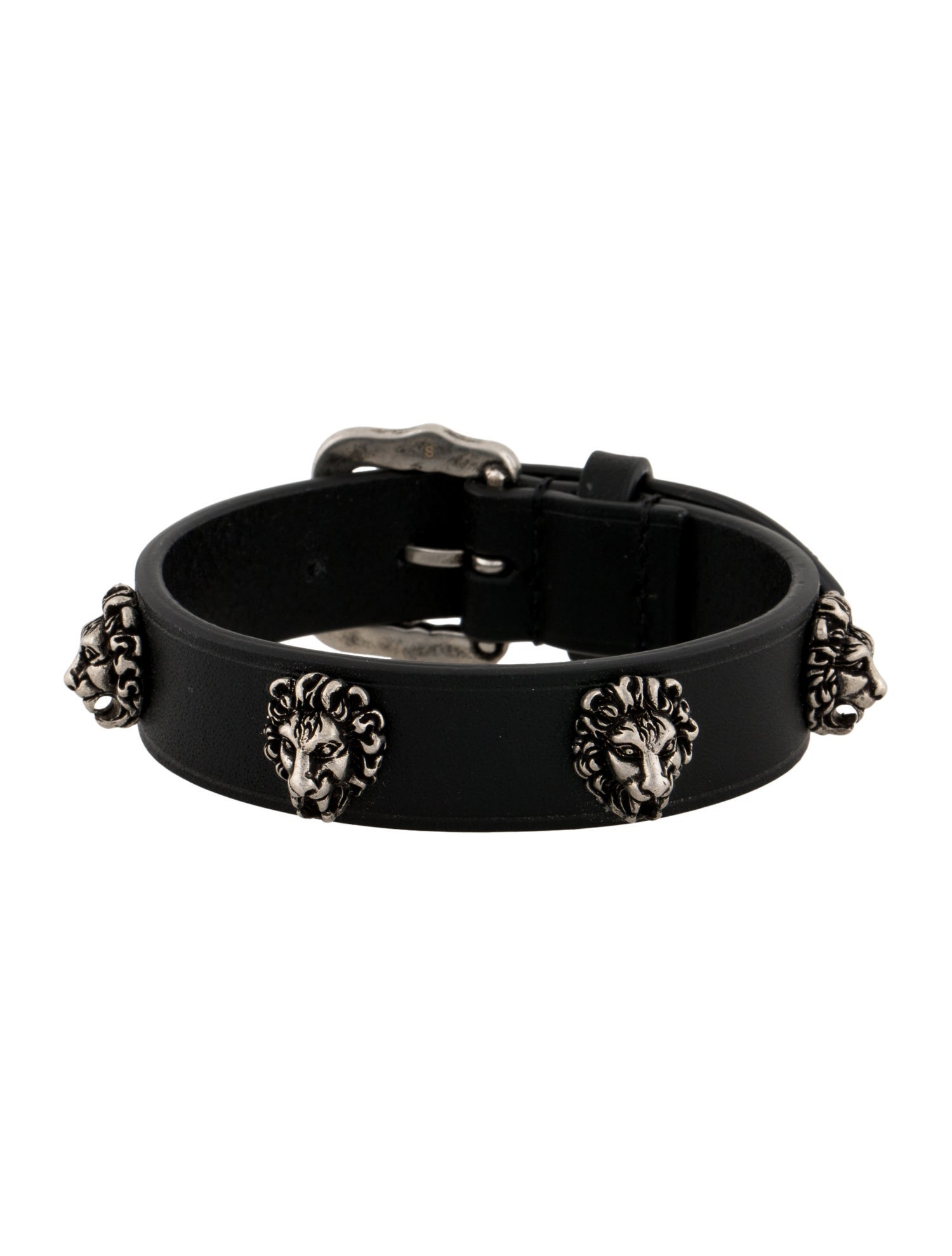 Gucci Lion Head Studded Leather Wrap Bracelet