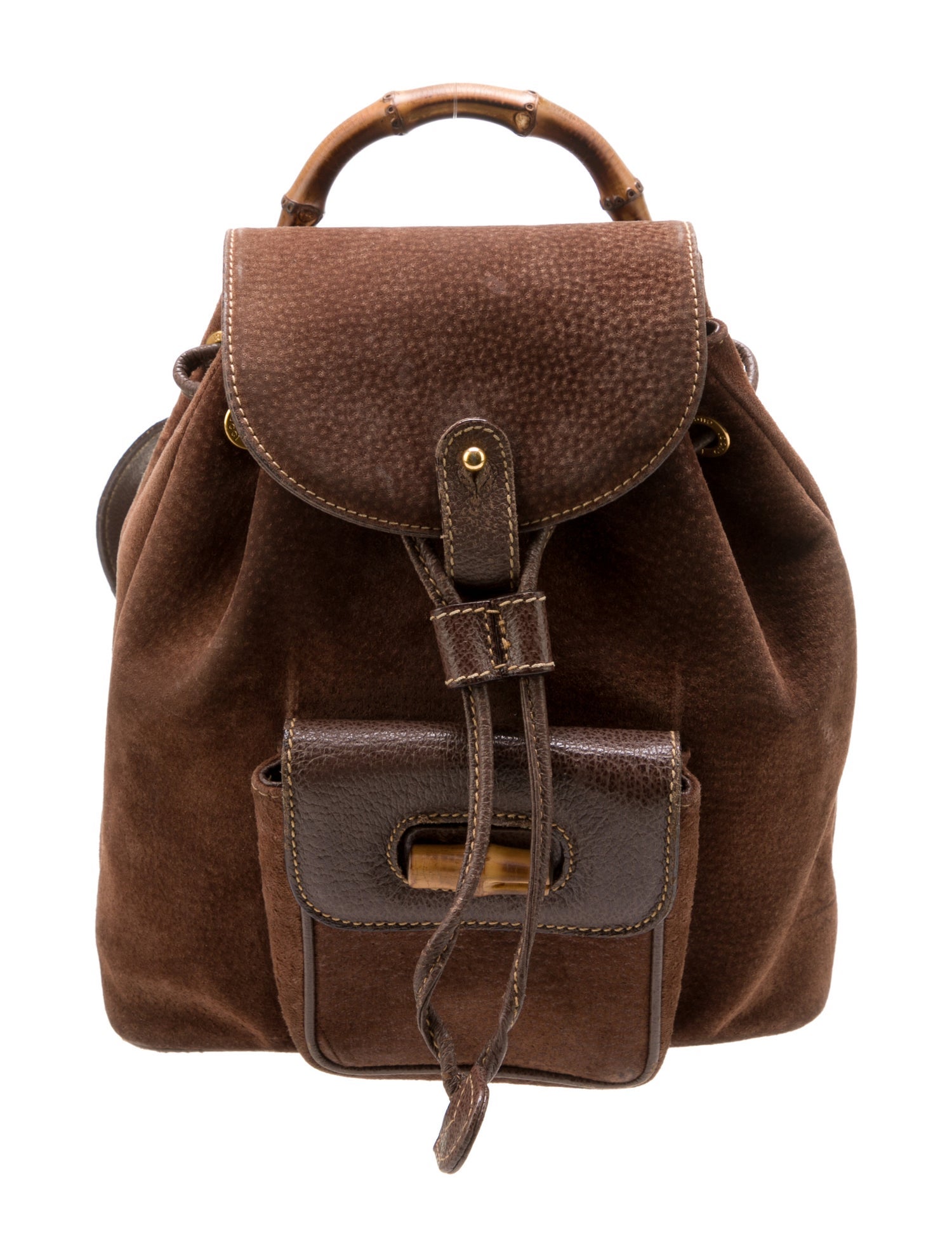 Gucci Mini Suede Bamboo Backpack