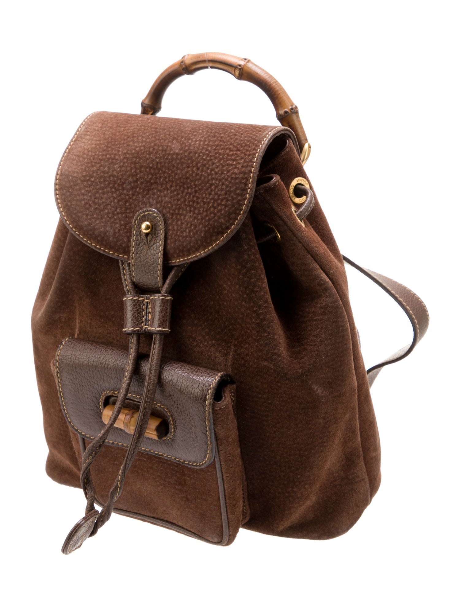 Gucci Mini Suede Bamboo Backpack