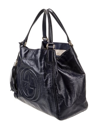 Gucci Patent Leather Soho Medium Interlocking G Logo